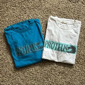 2 Proteus Men’s Blue and White Medium Short Sleeve Tees